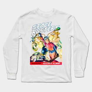 Battle Women Space Mars  Retro Busters Cover 1952 Vintage Comic Long Sleeve T-Shirt